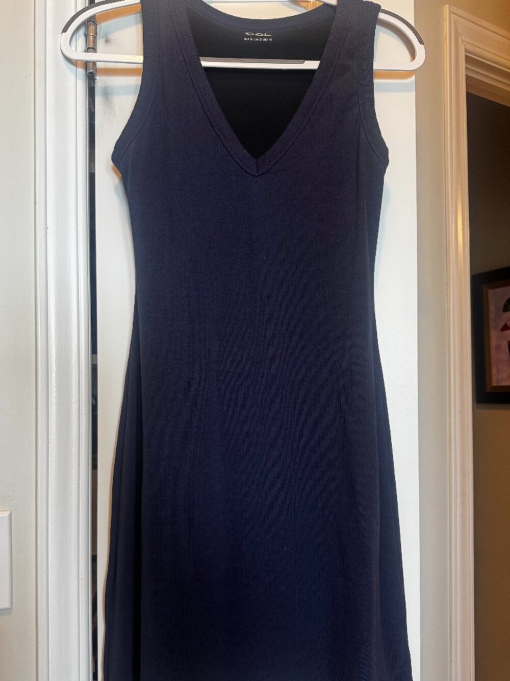 OGL Flattering V-neck A-line New Airy Bra Tank Dress, Navy, Size M